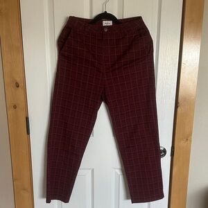 RVCA Women's Burgundy Windowpane Cropped Pants